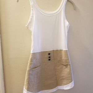 White and tan spring dress
